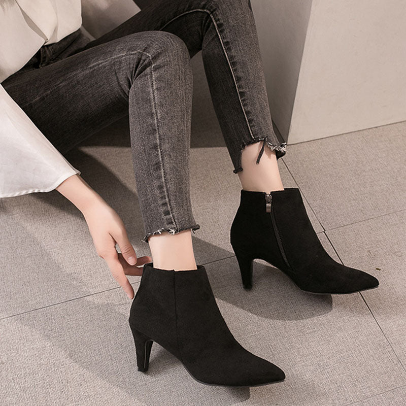Daniela | Damen-Leo-Stiefeletten mit Absatz und Reißverschluss