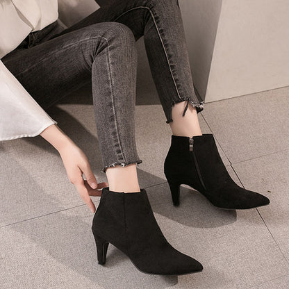 Daniela | Damen-Leo-Stiefeletten mit Absatz und Reißverschluss