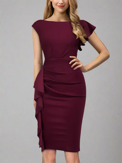 Hanna | Damen Ärmelloses Etuikleid mit Rüschendetails