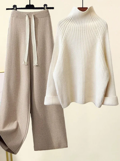 Hanna | Damen Gemütliches Winter Rippenstrick-Set