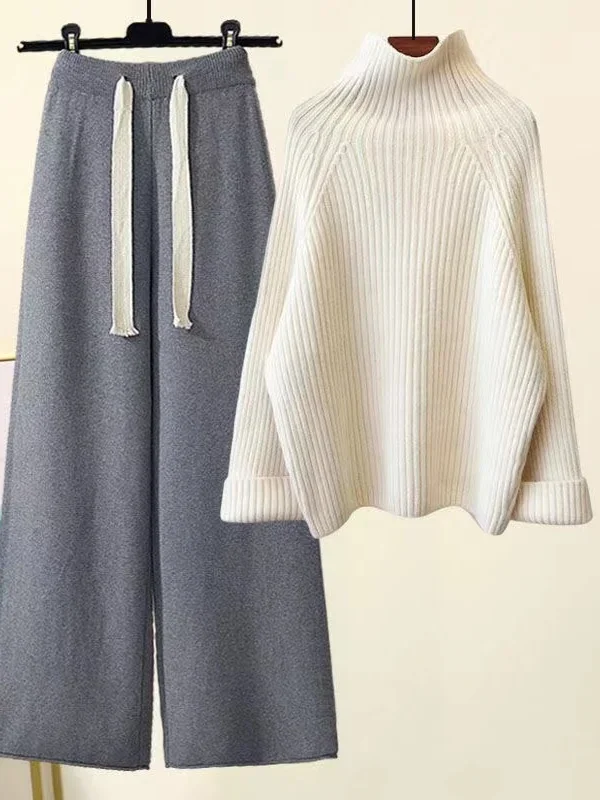Hanna | Damen Gemütliches Winter Rippenstrick-Set