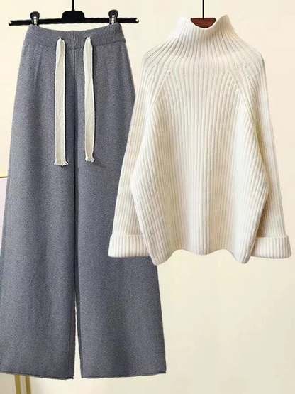 Hanna | Damen Gemütliches Winter Rippenstrick-Set