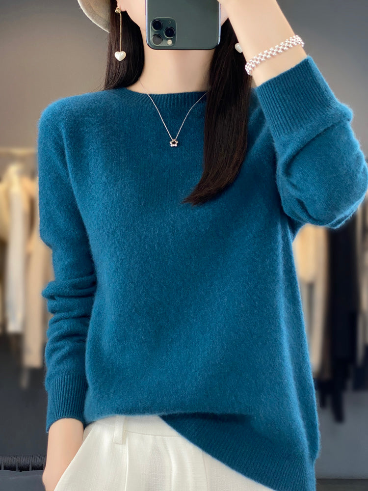 Anna | Damen Klassischer Strickpullover mit Langarm