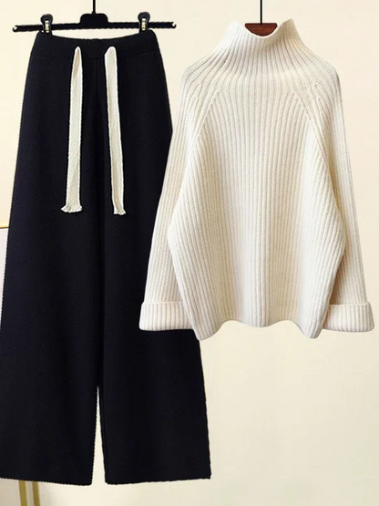 Hanna | Damen Gemütliches Winter Rippenstrick-Set