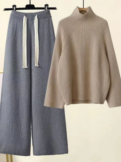 Hanna | Damen Gemütliches Winter Rippenstrick-Set