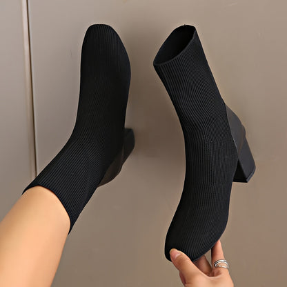 Elke | Damen Stiefeletten zum Hineinschlüpfen mit Breitem Absatz