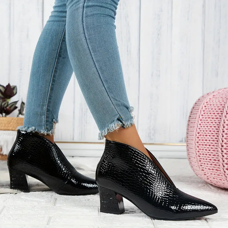 Franziska | Damen Winter Schlangenleder High Heel Stiefel