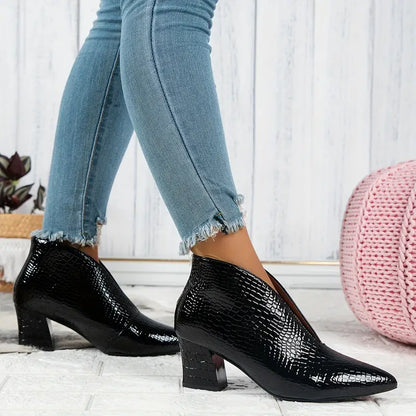 Franziska | Damen Winter Schlangenleder High Heel Stiefel