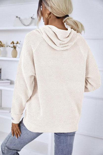 Karin | Damen Winter Waffelstrick Hoodie Sweater