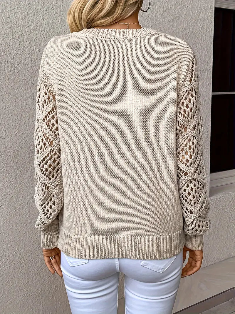Lydia | Damen Winter Strickpullover mit V-Ausschnitt