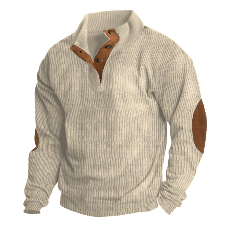 Robert | Herren Gerippter Pullover mit Ellbogen-Patches