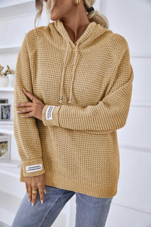 Karin | Damen Winter Waffelstrick Hoodie Sweater