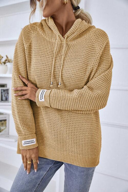 Karin | Damen Winter Waffelstrick Hoodie Sweater