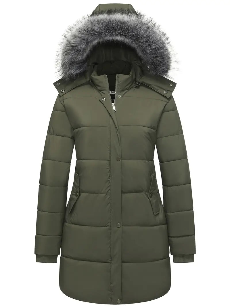 Emilia | Gesteppten Damen-Pufferjacke mit Fellkapuze