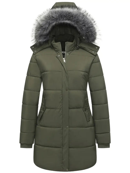 Emilia | Gesteppten Damen-Pufferjacke mit Fellkapuze