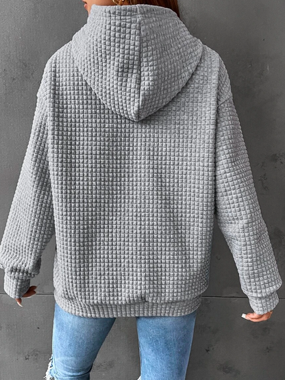 Andrea | Damen Winter Waffelstrick Hoodie Pullover