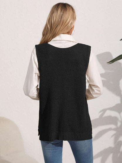 Kathrin | Damen Winter Strickweste mit Taschen