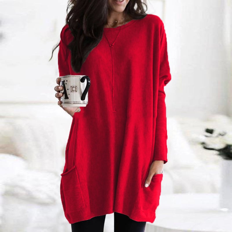 Martina | Damen Winter Tunika-Strickpullover mit langen Ärmeln