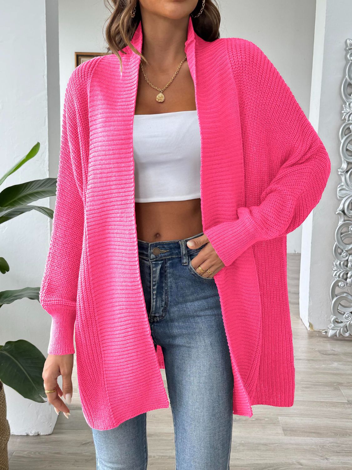 Lara | Damen Winter Strickcardigan mit Offener Front