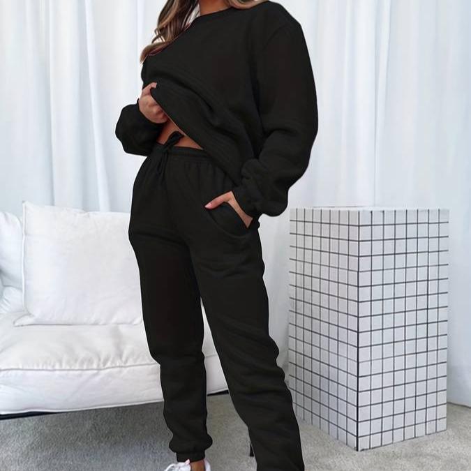 Sabine | Damen Trendiges Freizeit-Pullover- und Jogginganzug-Set