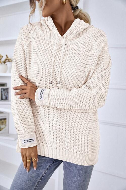Karin | Damen Winter Waffelstrick Hoodie Sweater