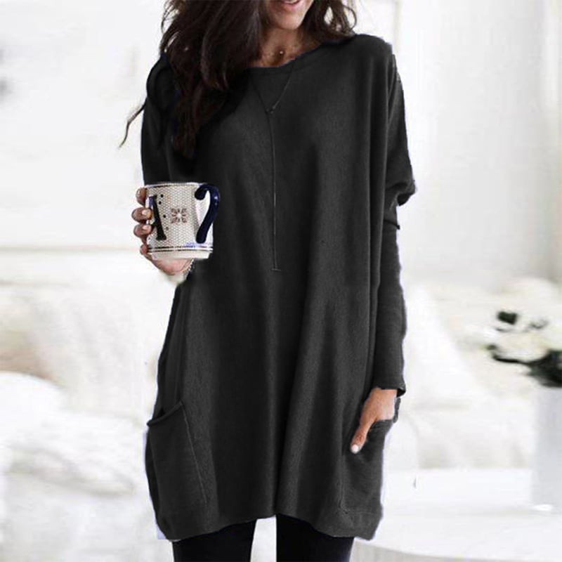 Martina | Damen Winter Tunika-Strickpullover mit langen Ärmeln
