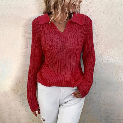 Anna | Damen Winter V-Ausschnitt Pullover