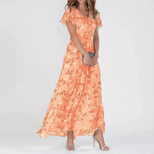 Britta | Damen Sommer Maxi Kleid mit Blumenmuster