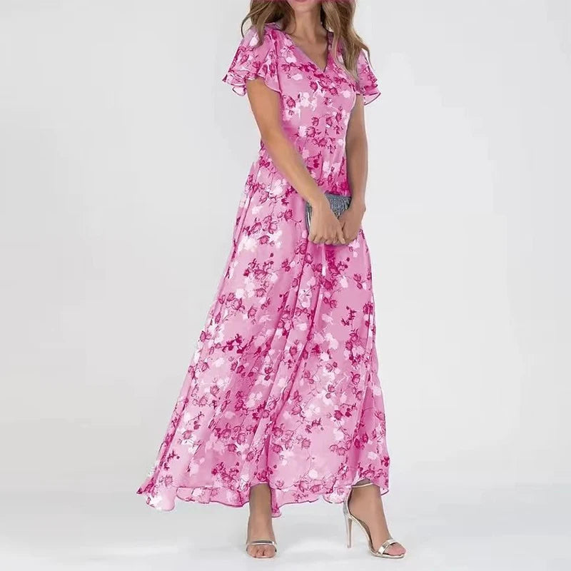 Britta | Damen Sommer Maxi Kleid mit Blumenmuster