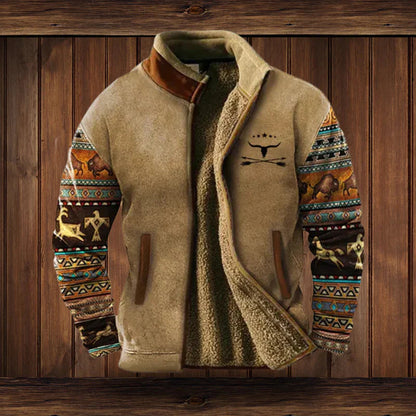 Sebastian | Herren Jacke mit Reißverschluss im Boho-Stil mit Muster