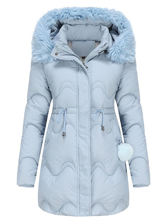 Maria | Damen Winter Puffermantel mit Kunstfellkapuze
