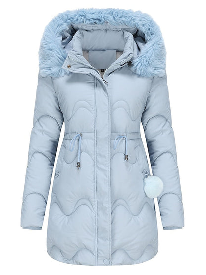 Maria | Damen Winter Puffermantel mit Kunstfellkapuze