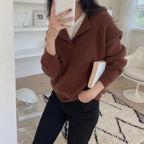 Bettina | Damen Winter Pullover mit Rippenkragen