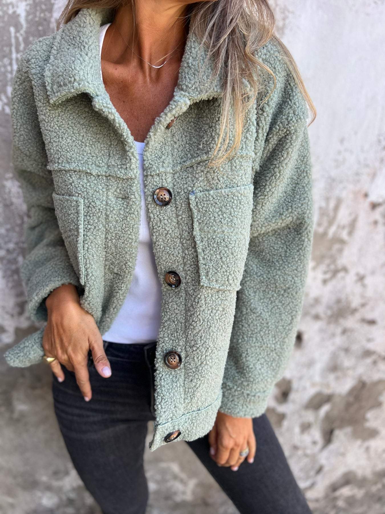 Helga | Damen Lässige Winter Sherpa Jacke