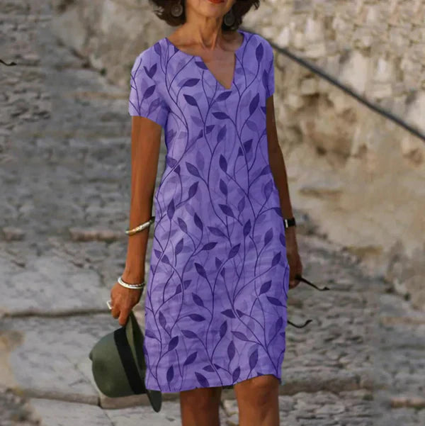Claudia | Sommerkleid mit Blätterprint für Damen