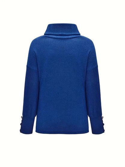 Theresa | Damen Schicker Lockerer Rollkragenpullover