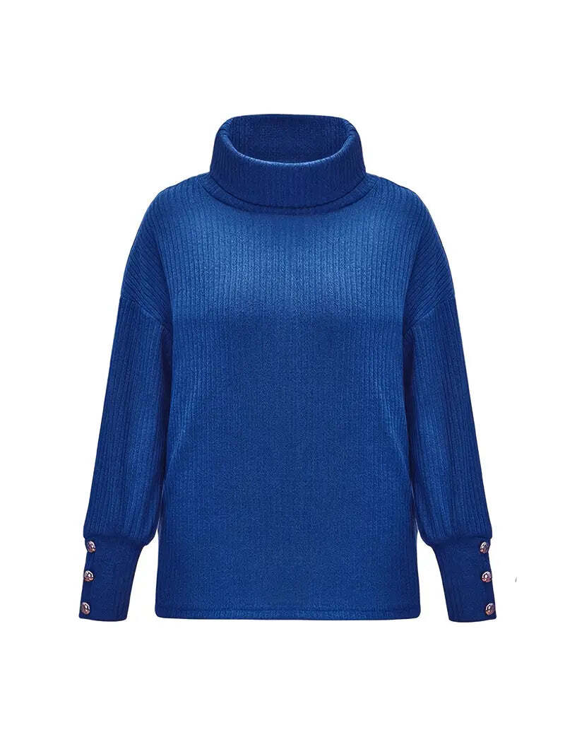 Theresa | Damen Schicker Lockerer Rollkragenpullover