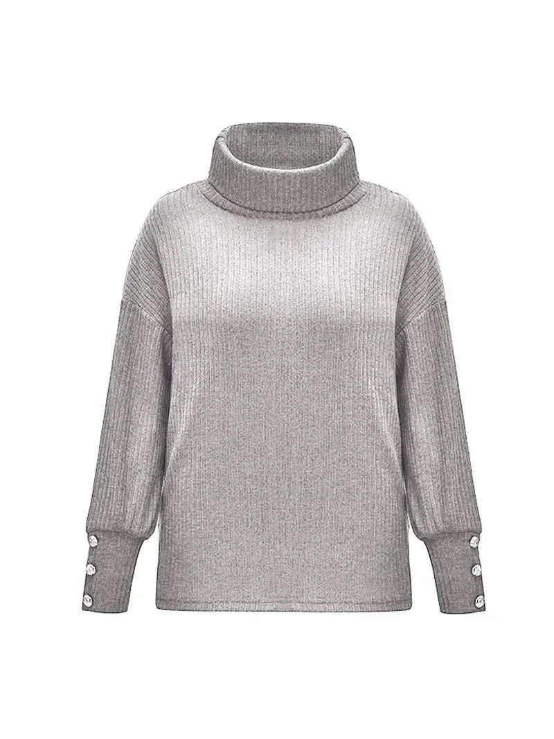 Theresa | Damen Schicker Lockerer Rollkragenpullover