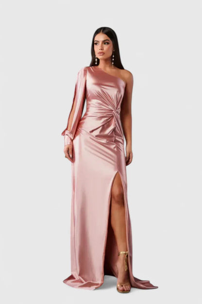 Magdalena | Damen Abendkleid mit Einer Schulter und Raffung