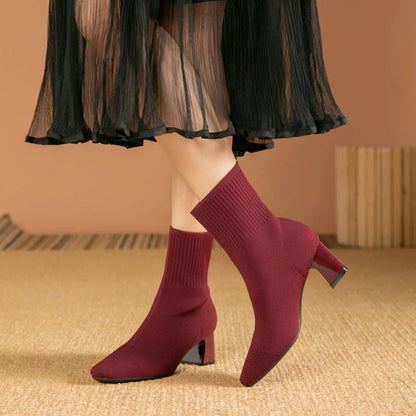Doris | Damen Winter Stiefel mit Socke und Absatz