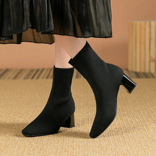 Doris | Damen Winter Stiefel mit Socke und Absatz