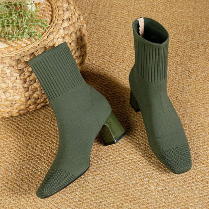 Doris | Damen Winter Stiefel mit Socke und Absatz