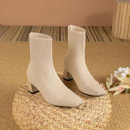Doris | Damen Winter Stiefel mit Socke und Absatz