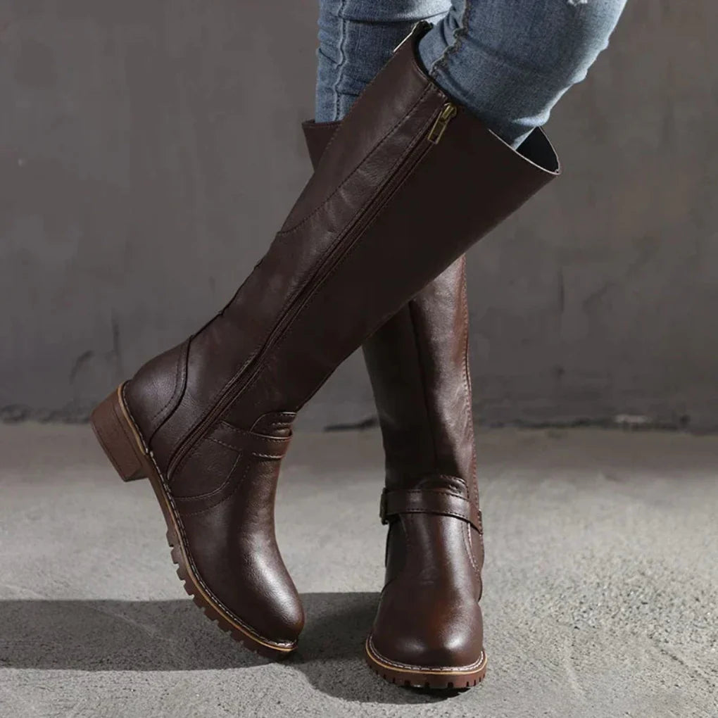 Andrea | Damen Winter Kniehohe Stiefeletten mit Schnalle