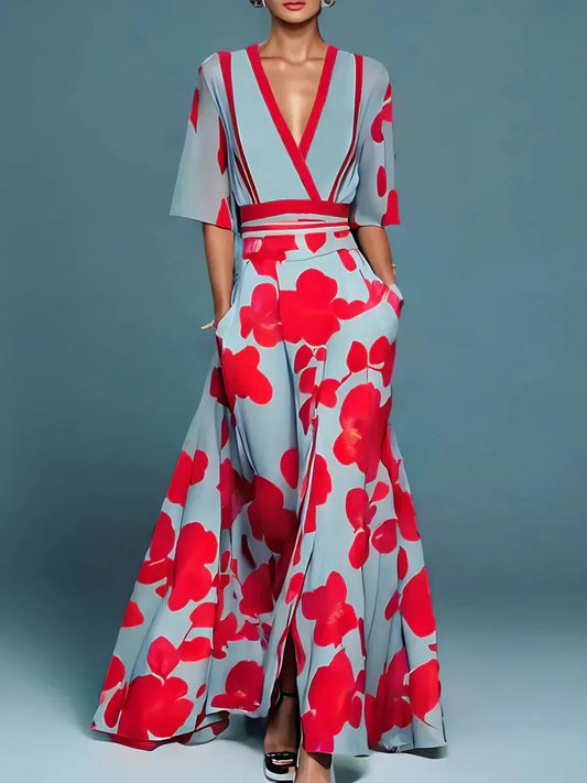 Felicia | Langes Fließendes Kleid mit Auffälligem Blumenmuster für Damen