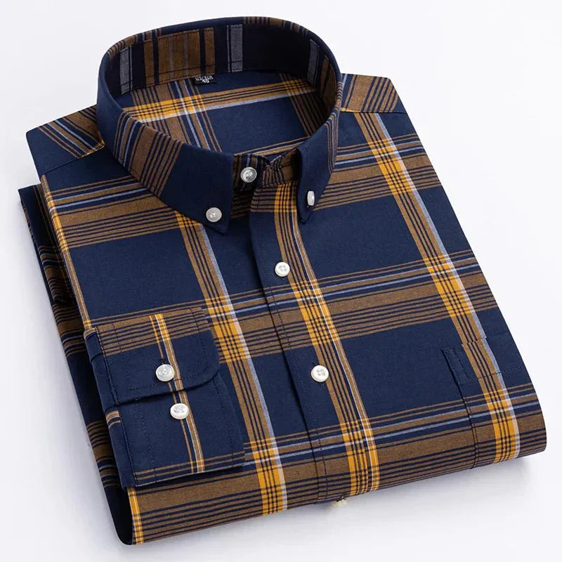 Dominic | Herren Lässiges Kariertes Button-Down-Hemd