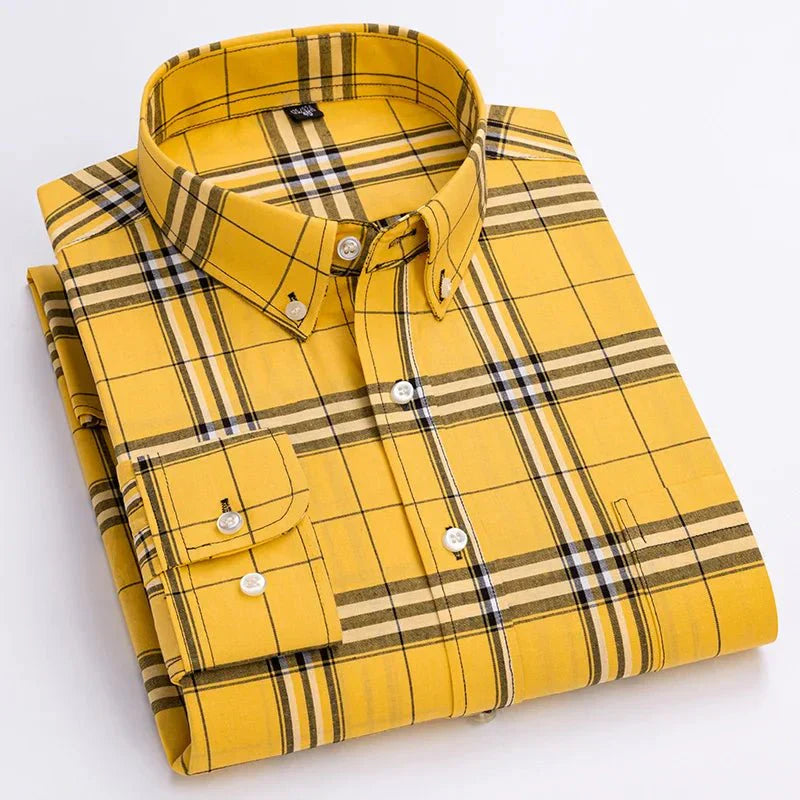 Dominic | Herren Lässiges Kariertes Button-Down-Hemd