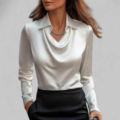 Tamara | Women Long Sleeve Draped Collar Shirt Classic Style