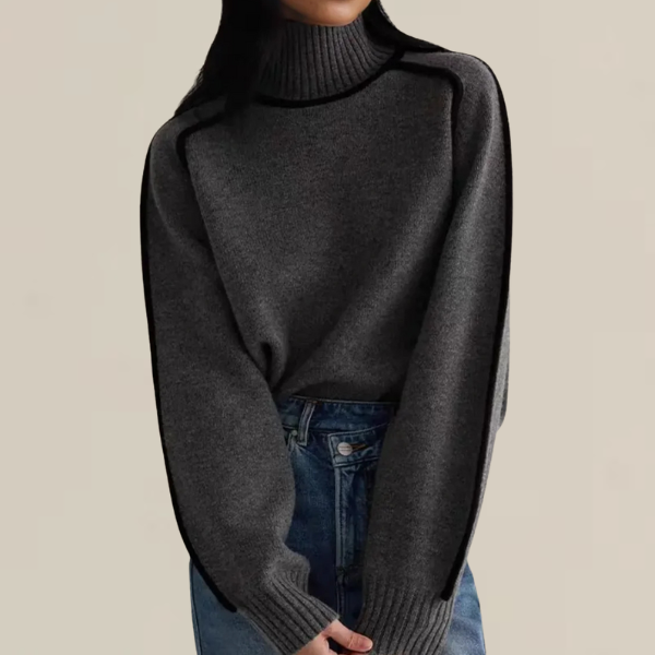Edith | Damen Pullover mit hohem Kragen und langen Ärmeln