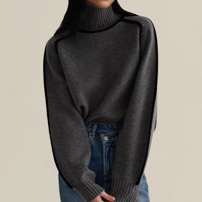 Edith | Damen Pullover mit hohem Kragen und langen Ärmeln